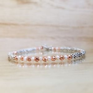 Rose Gold & Pearl Ladies Toggle Bracelet